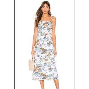 Free People Revolve Beach Party Midi Dress Linen Blend Flamingo Paradise Size 4